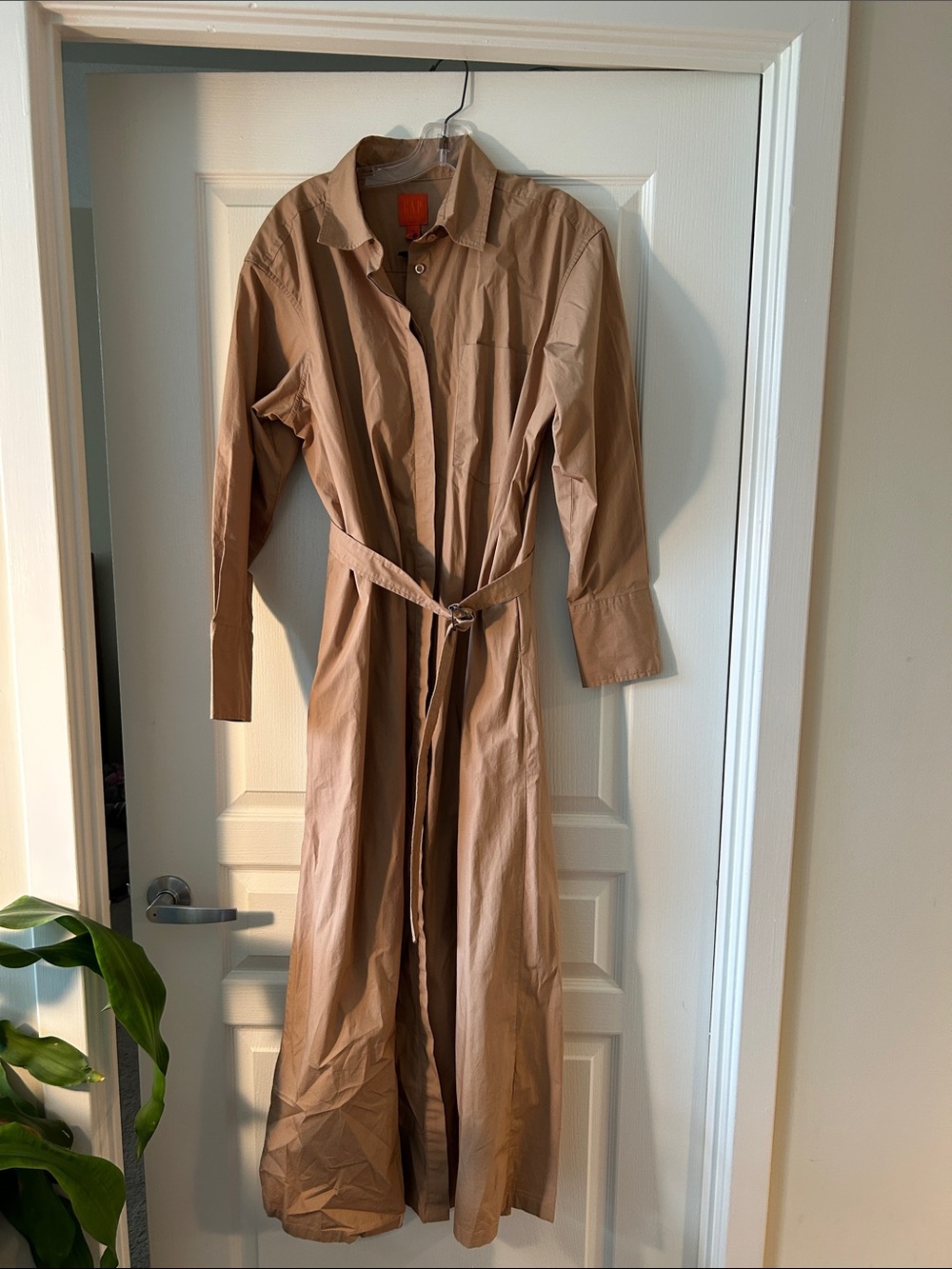 GAP Studio Long Belted Trench Coat in Tan